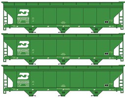 Accurail ACF 3-Bay Covered Hopper Burlington Northern (3) HO Scale Model Train Freight Car Kits #8146