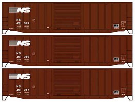 Accurail 50' Exterior Post Steel Boxcar NS 3-Car Set HO Scale Model Train Freight Car Kit #8147