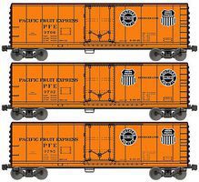 Accurail 40' Steel Reefer Pacific Fruit Express (Set of 3) HO Scale Model Train Freight Car Set #85049 Accurail 40' Steel Reefer Pacific Fruit Express (Set of 3) HO Scale Model Train Freight Car Set #85049
