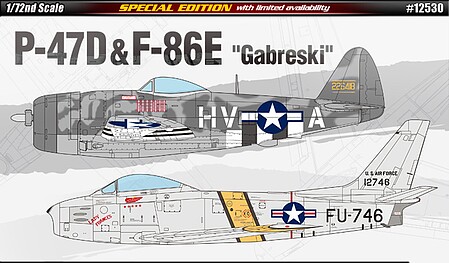 Academy P-47D/F-84E Gabreski Plastic Model Airplane Kit 1/72 Scale #12530