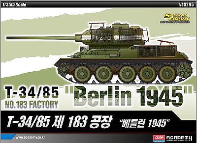 Academy T-34/85 No.183 Factory Berlin 1945 Plastic Model Military Vehicle Kit 1/35 Scale #13295