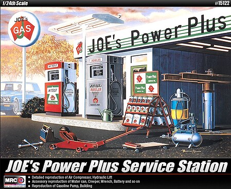 Academy Joes Power Plus Gas Station Plastic Model Building Kit 1/24 Scale #15122