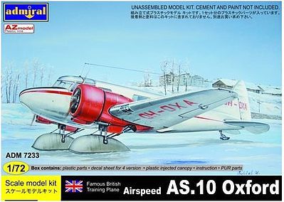 Admiral Airspeed AS10 Oxford Aircraft (New Tool) Plastic Model Airplane Kit 1/72 #7233