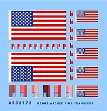 Archer American 50-Star Flags Plastic Model Vehicle Stencil 1/35 Scale #35178