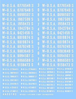 Archer US War Registration Codes for Motos,Trailers, Armored Cars Plastic Model Stenci 1/35 #35185