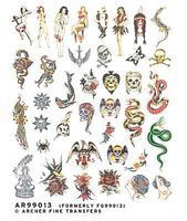 Archer Traditional Old School Tattoos Plastic Model Decal 1/4 Scale #99013 Archer Traditional Old School Tattoos Plastic Model Decal 1/4 Scale #99013