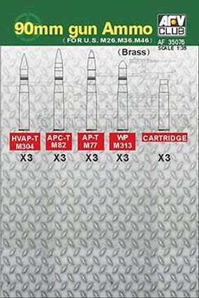 AFVClub 90mm Gun Ammo for US M26, M36 & M46 Plastic Model Military Weapons 1/35 Scale #35076 AFVClub 90mm Gun Ammo for US M26, M36 & M46 Plastic Model Military Weapons 1/35 Scale #35076