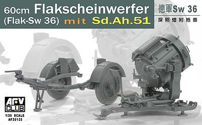 AFVClub 60cm Flak Sw 36 Spotlight w/SdAh51n Trailer Plastic Model Vehicle Accessory 1/35 #35125