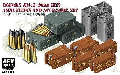 AFVClub British Bofors & M42 40mm Gum Ammo & Accessory Plastic Model Military Weapons 1/35 #35189