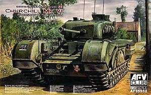 AFVClub British Churchill Mk VI Infantry Tank w/75mm MK V Gun Plastic Model Tank Kit 1/35 #35s52