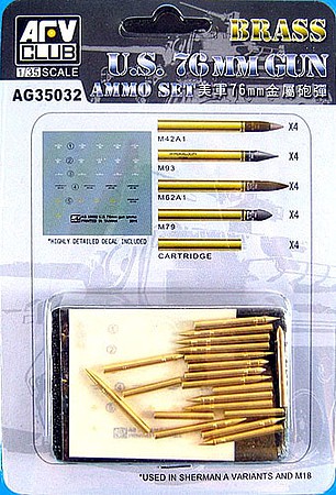AFVClub US 76mm Howitzer Brass Ammo Plastic Model Vehicle Accessory Kit 1/35 Scale #ag35032