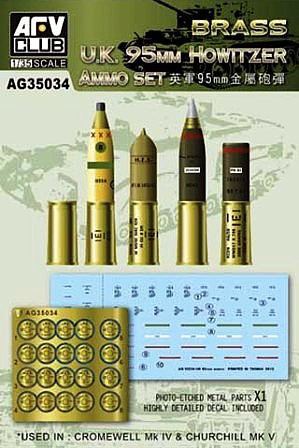 AFVClub UK 95mm Howitzer Brass Ammo Plastic Model Military Diorama Kit 1/35 Scale #ag35034
