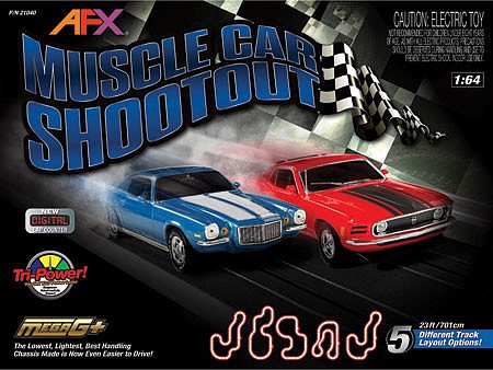 AFX Muscle Car Shootout Set w/Digital Lap Counter, 23