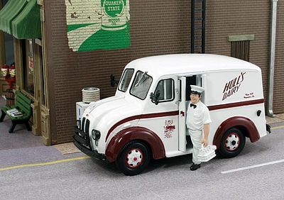 American-Heritage 1950 Delivery Truck- Hulls Dairy w/Milkman O Scale Model Railroad Vehicle #43015
