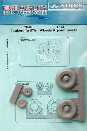 Aires Hobby Ju87G Wheels & Paint Mask -- 1/32 Scale -- Plastic Model Aircraft Accessory -- #2048
