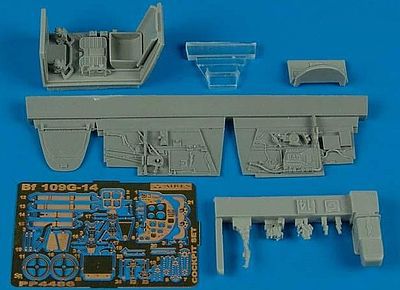 Aires Bf109G14 Cockpit Set For an Academy Model Plastic Model Aircraft Accessory 1/48 Scale #4486