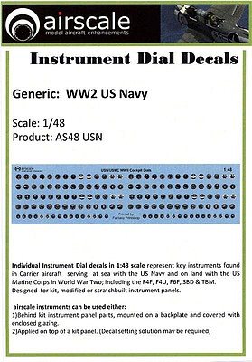 Airscale WWII USAAF Instrument Dials (Decal) Plastic Model Aircraft Accessory Kit 1/48 Scale #4807