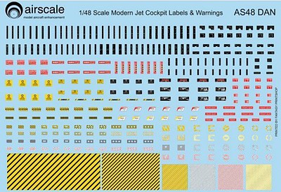 Airscale Modern Jet Cockpit Dataplate/Warning Labels (Decal) Plastic Model Acc. Kit 1/48 Scale #4814