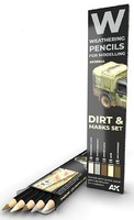 AK Weathering Pencils Dirt Marks Set (5 Colors) Hobby and Model Paint Marker Set #10044