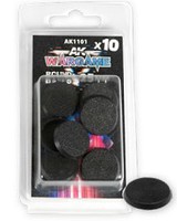 AK Wargame Series Round Base 25mm (10) Plastic Model Display Accessory #1101