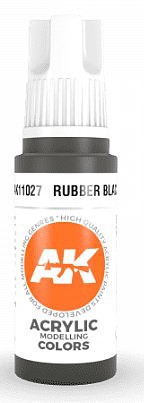 AK Rubber Black Acrylic Paint 17ml Bottle Hobby and Model Acrylic Paint #11027