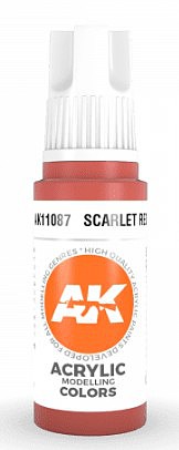 AK Scarlet Red Acrylic Paint 17ml Bottle Hobby and Model Acrylic Paint #11087