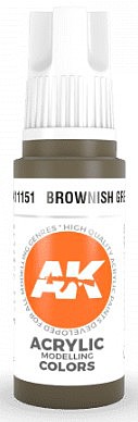 AK Brownish Green Paint 17ml Bottle Hobby and Model Acrylic Paint #11151