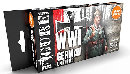 AK WWI German Uniforms Acrylic (6 Colors) 17ml Bottles Hobby and Model Paint Set #11629