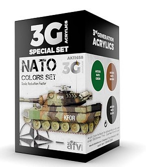 AK NATO Colors Acrylic Paint Set (3 Colors) 17ml Bottles Hobby and Model Acrylic Paint #11658