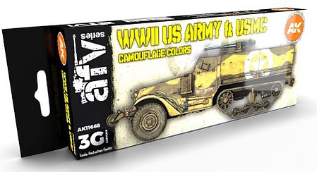AK US Army & USMC Camouflage WWII Paint Set (6 Colors) Hobby and Model Acrylic Paint #11668