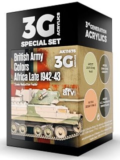 AK British Army Africa late 1942-43 Acrylic (4 Colors) 17ml Bottles Hobby and Model Paint #11678
