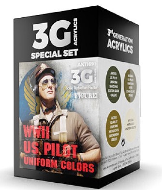 AK WWII US Pilot Uniforms Acrylic Paint Set (4 Colors) Hobby and Model Acrylic Paint #11691