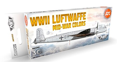 AK WWII Luftwaffe Mid War Aircraft Paint Set (8 Colors) Hobby and Model Acrylic Paint #11717