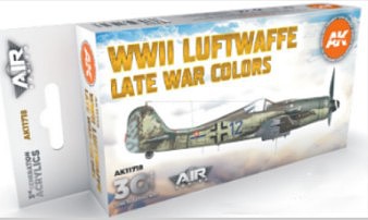 AK WWII Luftwaffe Late War Aircraft Paint Set (6 Colors) Hobby and Model Acrylic Paint #11718