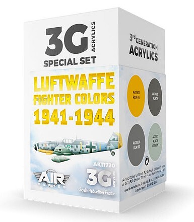 AK Luftwaffe Fighter 1941-44 Acrylic Paint Set (4 Colors) Hobby and Model Acrylic Paint #11720
