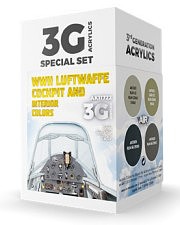 AK WWII Luftwaffe Cockpit & Interior Paint Set (4 Colors) Hobby and Model Acrylic Paint #11722