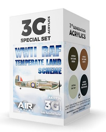 AK WWII RAF Temperate Land Scheme Aircraft Paint Set Hobby and Model Acrylic Paint #11724