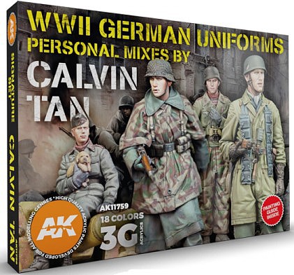 AK WWII German Uniforms Personal Mixes Paint Set (18) Hobby and Model Acrylic Paint #11759