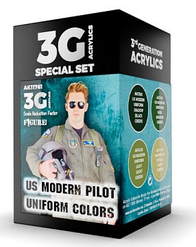 AK US Modern Pilot Uniforms Acrylic Paint Set (4 Colors) Hobby and Model Acrylic Paint #11761