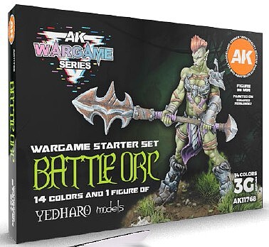 AK Wargames Series Battle Orc Starter Paint Set and figure Hobby and Model Acrylic Paint #11768