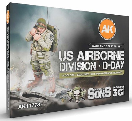 AK-Interactive: US Airborne Division D-Day Wargame Starter Set (14 Colors + Excl. Figure)