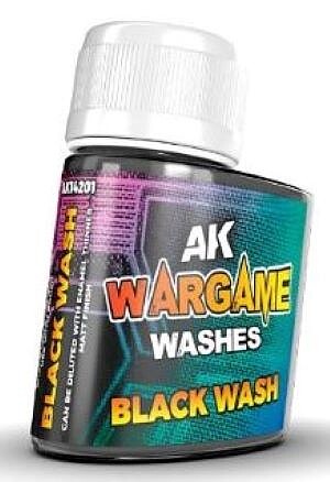 AK Black Wargame Wash 35ml Bottle Hobby and Plastic Model Enamel Paint #14201
