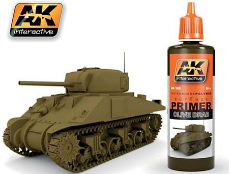 AK Olive Drab Acrylic Primer 60ml Bottle Hobby and Model Acrylic Paint #182