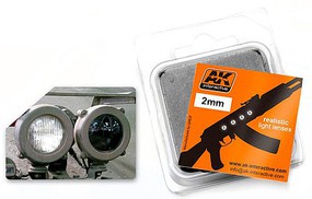 AK 2mm White Light Lenses (4) Plastic Model Vehicle Accessory #206