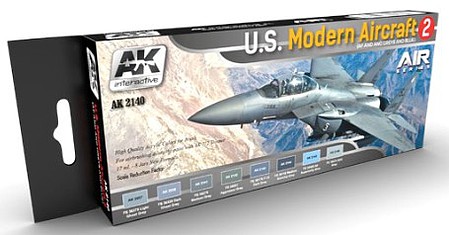 AK US Modern Aircraft 2 Acrylic (8 Colors) 17ml Bottles Hobby and Model Paint Set #2140