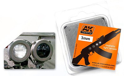 AK 3mm Black & White Light Lenses (2ea) Plastic Model Vehicle Accessory #221