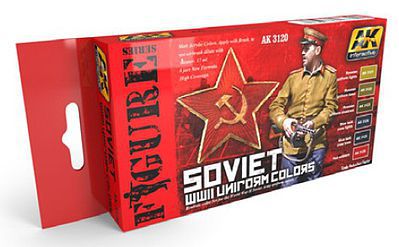 AK Soviet WWII Uniform Colors (6 Colors) 17ml Bottles Hobby and Model Acrylic Paint #3120