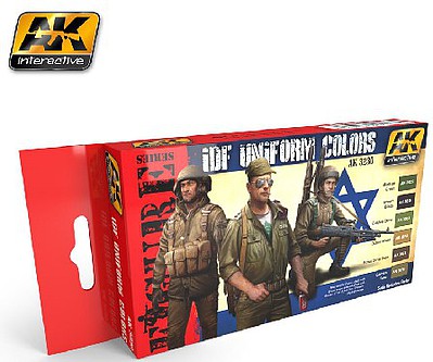 AK IDF Uniform Colors Acrylic Paint Set (6) 17ml Bottles Hobby and Model Paint Supply #3230