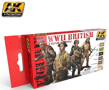 AK WWII British Uniform Colors Acrylic Paint Set (6) 17ml Hobby and Model Paint Supply #3240