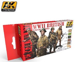 AK WWII British Uniform Colors Acrylic Paint Set (6) 17ml Hobby and Model Paint Supply #3240 AK WWII British Uniform Colors Acrylic Paint Set (6) 17ml Hobby and Model Paint Supply #3240